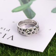 AILIN Personalized Name Engraved Ring 925 Sterling Silver Pet Collar Cat Dog Paw Custom Ring Women Men Wedding Jewelry Wholesale 2024 - buy cheap