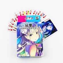 Juego de 54 hojas de Anime Re: La vida en un mundo diferente de cero cartas de póker, juego de mesa de Cosplay, tarjetas postales 2024 - compra barato