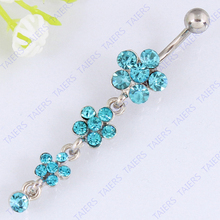 Plum flower Belly ring body piercing jewelry Retail navel bar 14G 316L surgical steel Nickel-free 2024 - buy cheap