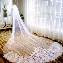 Véu de noiva bordado com pente, véu de noiva com 3 véus branco, longo, noiva, com pente, acessórios para casamento 2024 - compre barato