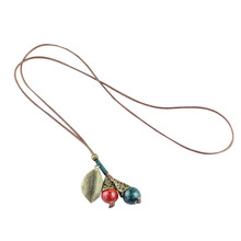 12 Pieces/Lolt Bohemian Necklace For Women Ceramic Beads Hollow Flower Circles Long Tassel Pendants Necklace Leaf Pendant Choker 2024 - buy cheap