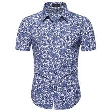 Men Casual Holiday Vacation Clothing Camisas Mens Summer Beach Hawaiian Shirt 2019 Brand Short Sleeve Plus Size Floral Shirts 2024 - buy cheap