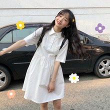 Summer Women's New Korean Fresh White Simple Short Sleeve Dress Japanese Student Campus Sweet Dress 2024 - buy cheap