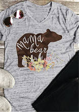 Новая модная женская футболка с v-образным вырезом и коротким рукавом для женщин, новые женские весенние повседневные топы с буквенным принтом «Мама-Медведь», футболки для мам 2024 - купить недорого
