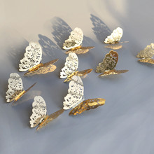 12 piezas 3D mariposa calcomanía de pared para decoración del hogar DIY mariposas nevera pegatinas decoración de la habitación decoración de la boda 2024 - compra barato