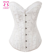 White Vine Embroidery Wedding Corset Steel Bone Corselet Overbust Sexy Bridal Lingerie Bustier Top Gothic Corsets and Bustiers 2024 - buy cheap