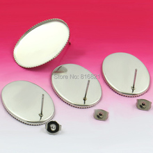 18x25mm Blank Earrings Settings Oval Bezel tray Cameo Bases Stainless Steel stud Earrings post w/ Stopper Ear Nuts DIY Findings 2024 - buy cheap