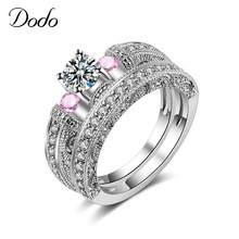 Женские кольца для пар, 2 кольца из розового циркона 585 пробы, свадебные украшения, DM040 2024 - купить недорого