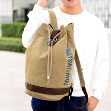 Большая емкость Мужская сумка для путешествий школьные рюкзаки из холста ведро сумка унисекс модные лаконичные рюкзаки B-017 2024 - купить недорого