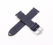 20 22mm Cowhide Leather Blue VINTAGE Wrist Watch Band Strap Belt Silver Polish Pin Buckle Best Gift For Rolex Omega Tissot Tag 2024 - buy cheap