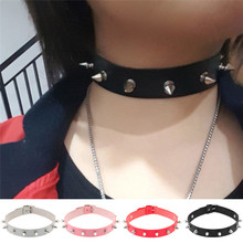 Chic Punk Rock Gothic Unisex Women Men Leather  Spike Rivet Stud Collar Choker Necklace Statement Jewelry 2024 - buy cheap