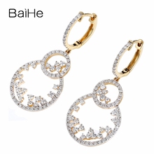 BAIHE Solid 14K Yellow Gold H/SI Natural Diamonds Earrings Wedding Trendy Fine Jewelry Making Gourd Stud Earrings Ear Clip Girl 2024 - compre barato