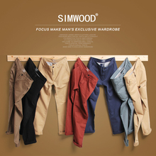 Simwood calça reta masculina slim, calças casuais de algodão 2021 puro, plus size kx6033, nova moda primavera verão 100% 2024 - compre barato