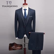 Mens Suits Designers 2019 Slim Fit Groom Wedding Suit Latest Blue Business Suit High Quality 3 Piece Formal Wear Plus-size S-4XL 2024 - buy cheap