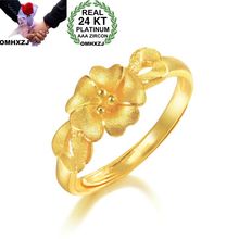 OMHXZJ Wholesale European Fashion Woman Girl Party Wedding Gift Flower Resizable 24KT Yellow Gold Ring RR806 2024 - buy cheap