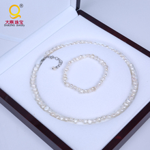 Conjuntos de joyas de perlas 100% naturales para mujer, conjunto de pulsera, collar, Joyas de perlas de agua dulce 2024 - compra barato