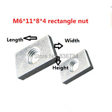 100pcs m6*11*8*4 steel with white zinc rectangular nut square nut for aluminium profile accessories 2024 - buy cheap