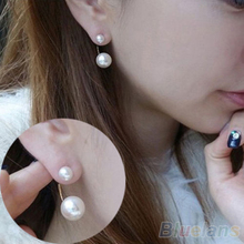 Girl's Sweet Lovely Imitation Double Pearl Rhinestones Earrings Ear Stud  08YO 2024 - buy cheap