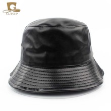 2016 New Solid Faux Leather Bucket Hat outdoor travel hat Women Casual Flat bob Summer Hats Fishing sun Caps For Women/Men G-260 2024 - buy cheap