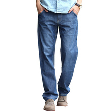 Новинка 2018, мужские Свободные повседневные джинсы, весенние и летние хлопковые тонкие джинсовые штаны большого размера, высококачественные джинсы, размер 28-40, 42, 44, 46, 48 2024 - купить недорого