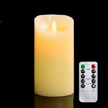 Flickering Pillar LED Candle Light 10key Remote controlled 2/4/6/8H Timer paraffin Wax Dancing wick 18CM(H) Home bar decor-Amber 2024 - buy cheap