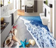 Suelo de pvc 3d para decoración del hogar, papel tapiz con foto personalizada, pegatina de pared, conchas de arena de playa, imagen de papel tapiz para habitación 2024 - compra barato