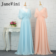 JaneVini-Vestidos largos de gasa para dama de Honor, vestido de dama de Honor, plisado, color azul cielo y Burdeos, de talla grande, 2020 2024 - compra barato