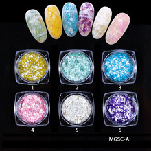 6 Jars/Set Mermaid Marble Ultra-fine Shell Flakes Glitter Irregular Shimmer Sequin Broken Shell Loose Sequins Glitter @#ff#45 2024 - buy cheap