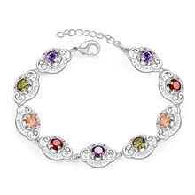 Pretty Colorful Multi Colors Real Zircon Bracelets 925 Sterling Silver Extender Woman Lady Bracelet Bangle Jewelry Top Sell 2024 - buy cheap