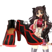 Sapatos de festa para cosplay do destino/dia das bruxas, material preto rin tohsaka feito sob encomenda 2024 - compre barato