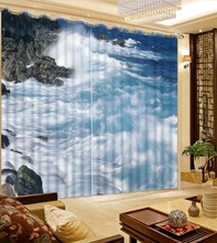 Hermosa foto 3d cortinas naturaleza paisaje olas foto personalizar tamaño 3D cortina decoración hogar y decoración 2024 - compra barato