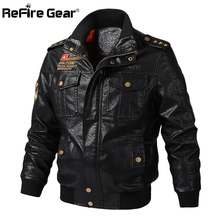 ReFire Gear Military Bomber PU Leather Jacket Men Autumn Faux Leather Motorcycle Biker Jacket Tactical Vintage Casual Pilot Coat 2024 - buy cheap