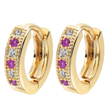 Charming Earrings Gold Filled Womens Hoop Earrings Inlaid Shiny Zircon 2024 - buy cheap