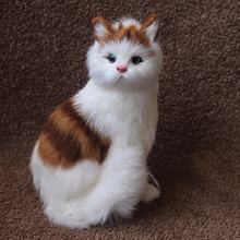 Real Fur White Simulation Cute Cat Animal Window Display Miniature Figurines Modern Home Decoration Accessories Room Decor 2024 - buy cheap