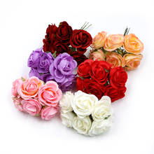 6pcs/lot  Artificial Flower 4cm Silk Rose Bouquet For Wedding Home Decoration DIY Wreath Scrapbook Gift Box Flower 2024 - buy cheap