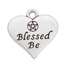 RAINXTAR Fashion Heart Wicca Theme Charms Alloy Blessed Be Message DIY Charms 19*19mm 50pcs AAC1626 2024 - buy cheap