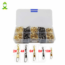 JSM 260pcs Barrel Fishing Swivel With Safety Snap Black Gold Sea Fishing Barrel Swivels Connector Set With Box 2024 - buy cheap