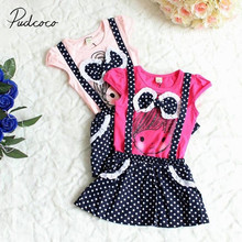 2018 Brand New Toddler Baby Girls Kids Polka Dot Outfit Lace Bowknot Girls Printed Clothes Toddler Dress Overall Sundress 2-6T 2024 - buy cheap