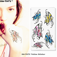 Nu-TATY милые красочные бабочки Временные татуировки тело искусство руки флэш татуировки наклейки 17*10 см Водонепроницаемая поддельная хна безболезненные татуировки 2024 - купить недорого