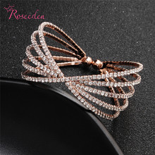 Fashion Crystal Wedding Bracelets Cuff Bangles For Women Gold Bridal Accessory Wholesale Price RE3099 2024 - buy cheap