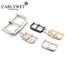 CARLYWET 14 16 18 20 22mm 2mm Tang Tongue Silver Black Rose Gold Polished Stainless Steel Pin Buckle For Rolex Brand Watch strap 2024 - buy cheap