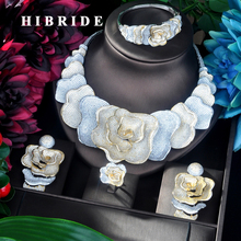 HIBRIDE-Colgante de flores para mujer, conjunto de joyería de lujo para fiesta nupcial, accesorios de joyería, regalos de fiesta, 4 N-915 2024 - compra barato