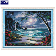 NKF The Sea of The Moon Stamped Cross Stitch Pattern DIY Kit Needlework Embroidery Sets Chinese Cross Stitch for Home Decor 2024 - buy cheap