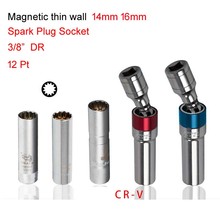 High Magnetic 14mm 16mm 12 Point Remover Wrench Universal joint Spark Plug Socket Thin Wall 3/8" Drive Removal Tool Car Stying 2024 - buy cheap