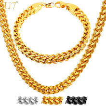 U7 steampunk jóias africano set atacado da cor do ouro conjunto pulseira colar de corrente caixa de aço inoxidável para homens jóias s705 2024 - compre barato