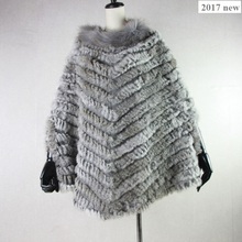 Harppihop pulôver de malha couro legítimo, capa para mulheres, capa de pele de guaxinim em malha, casaco triangular 2024 - compre barato