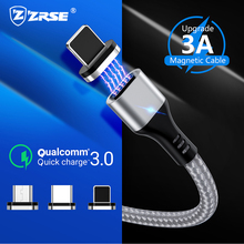 ZRSE Магнитный зарядный кабель Micro Usb для Iphone Samsung a50 LED Магнитный кабель типа C Xiaomi Mi9 Redmi 3A провод для быстрой зарядки 2024 - купить недорого