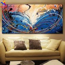 Blue Color Large Picture Hand painted Modern Abstract Oil Painting on Canvas for Living Room Wall Art Home Decoration Gift SL057 2024 - buy cheap