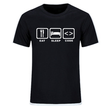 Eat Sleep Code Programming JAVA HTML Comedy New Summer T-shirt Funny Programmers T Shirt Men Short Sleeve Top Tees EU Size 2024 - buy cheap
