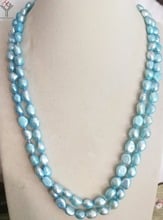 63'' 160cm Women Jewelry necklace 9x10mm light blue baroque pearl handmade necklace real natural freshwater pearl 2024 - buy cheap